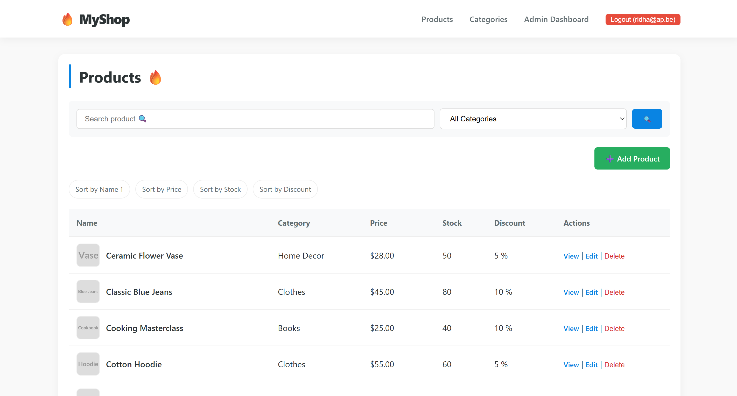 Product Admin Panel